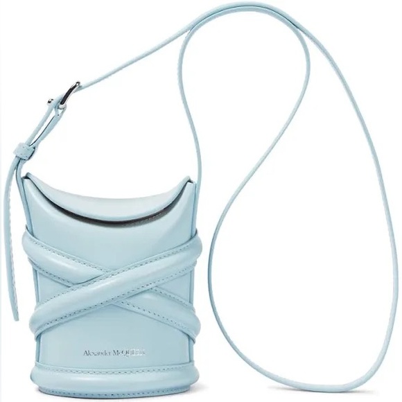 Alexander McQueen The Curve Mini Crossbody Bag Blue NWT - Picture 1 of 16